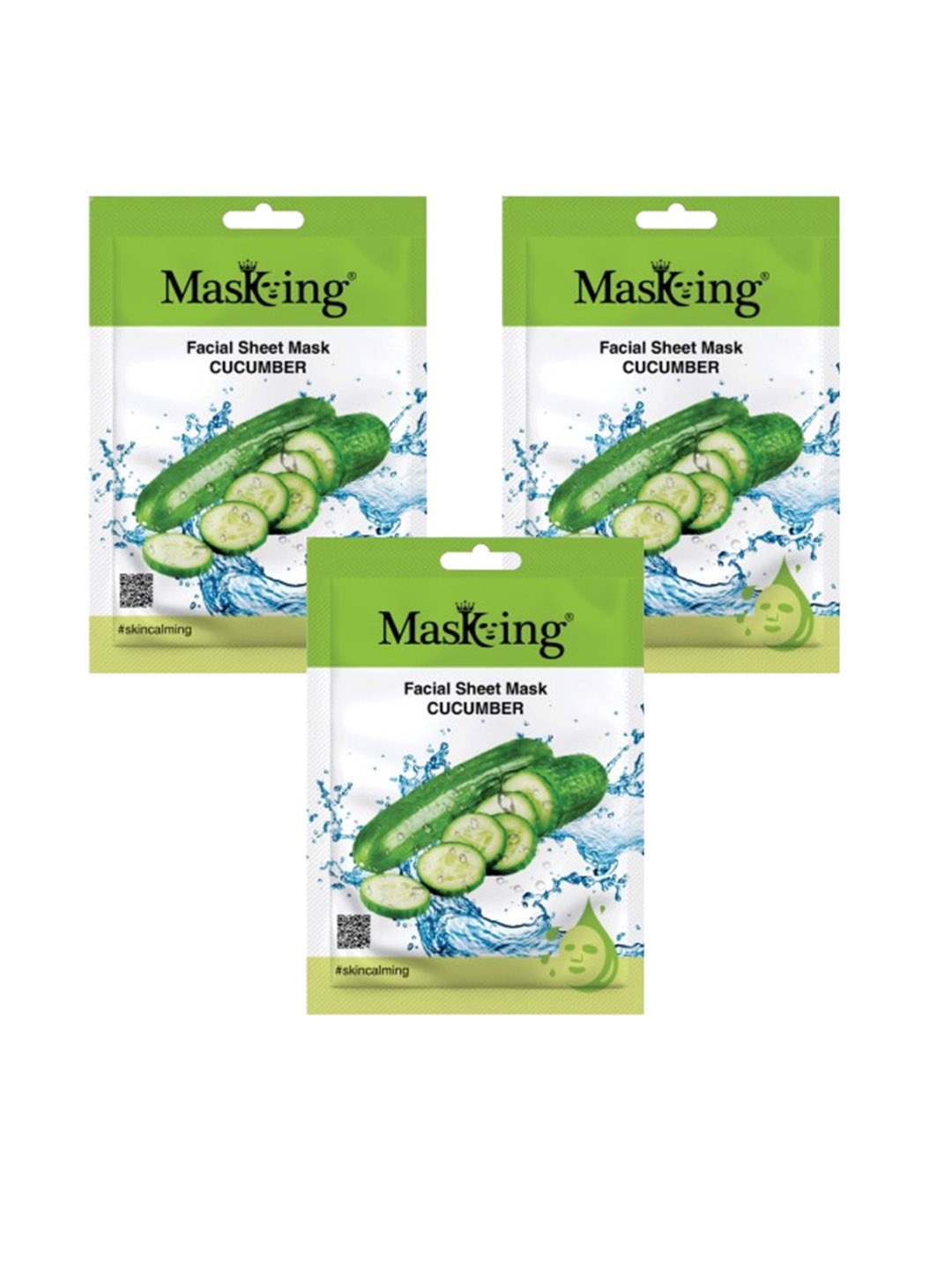 

MasKing Set Of 3 Cucumber Beauty Facial Sheet Masks For Skin Hydration, White