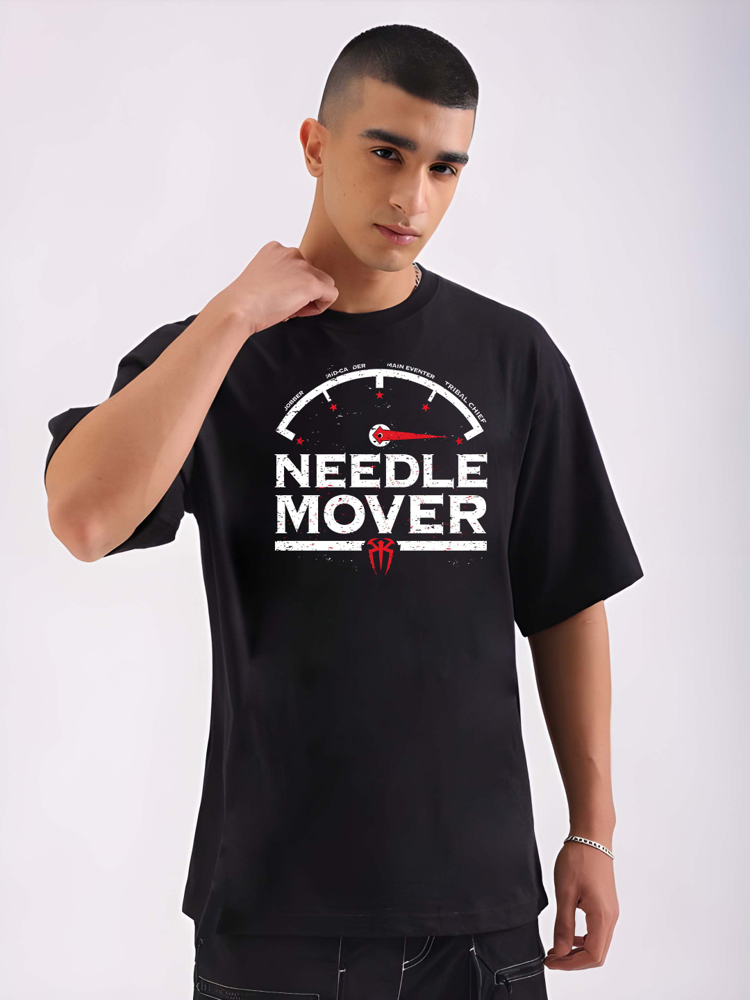 

BOWLIFESTYLE Men Drop-Shoulder Sleeves Pure Cotton T-shirt, Black