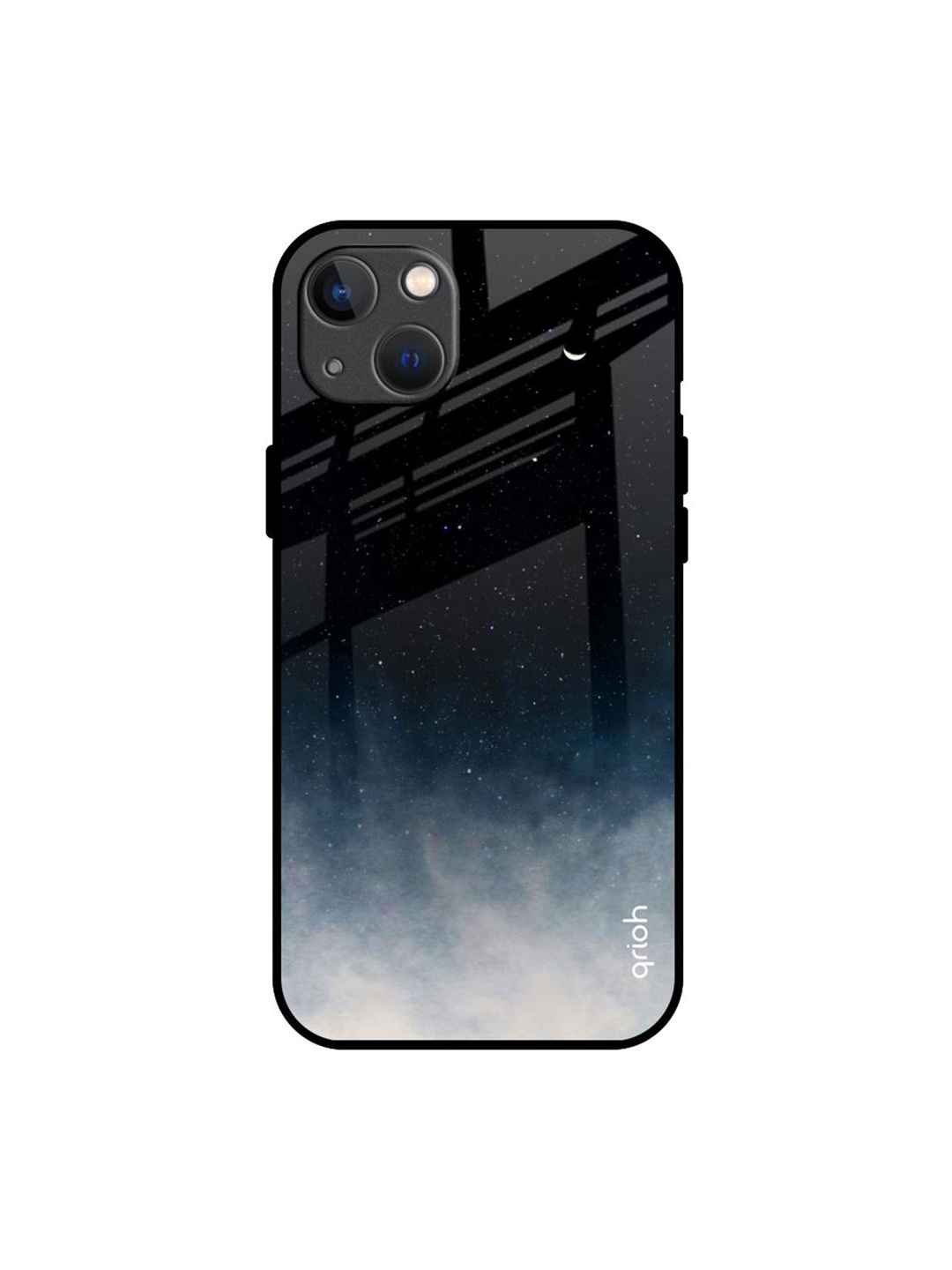 

QRIOH Abstract Aura Glass iPhone 13 Back Case, Black