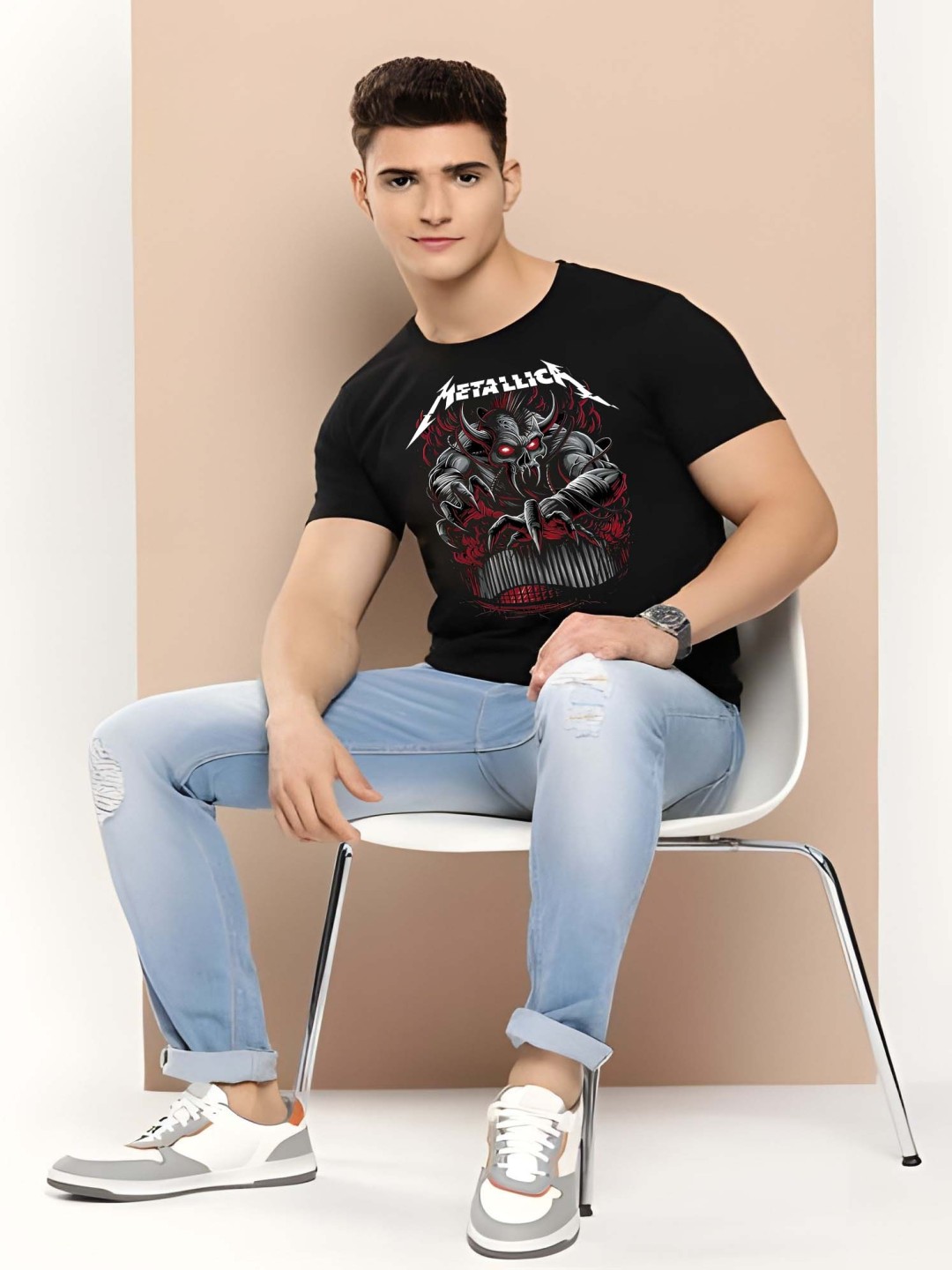 

BOWLIFESTYLE Men Pure Cotton T-shirt, Black