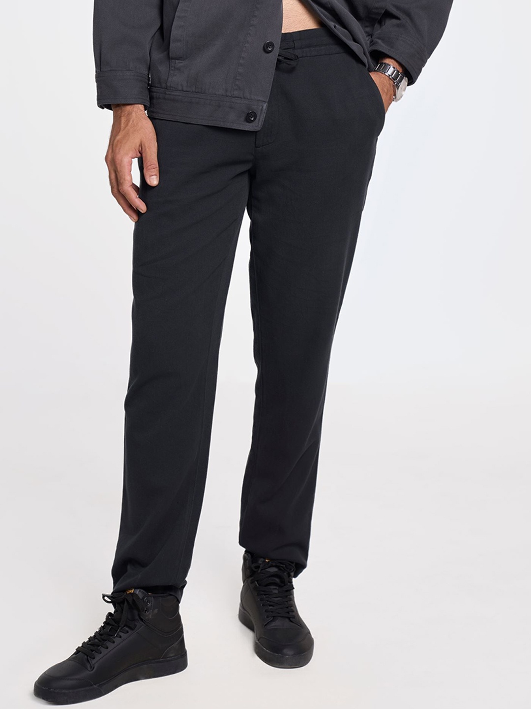 

Terra Luna Men Tailored Slim Fit Trousers, Black