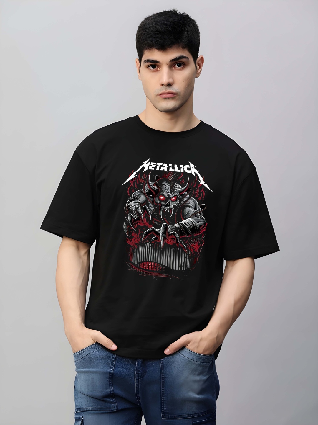 

BOWLIFESTYLE Men Drop-Shoulder Sleeves Pure Cotton T-shirt, Black