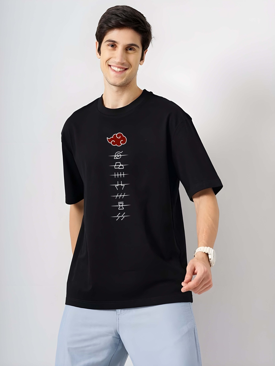 

Krimmple Men Drop-Shoulder Sleeves Pure Cotton T-shirt, Black