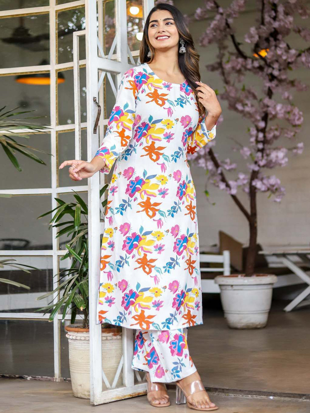 

BLACK PATTI Print A-Line Maxi Dress, White