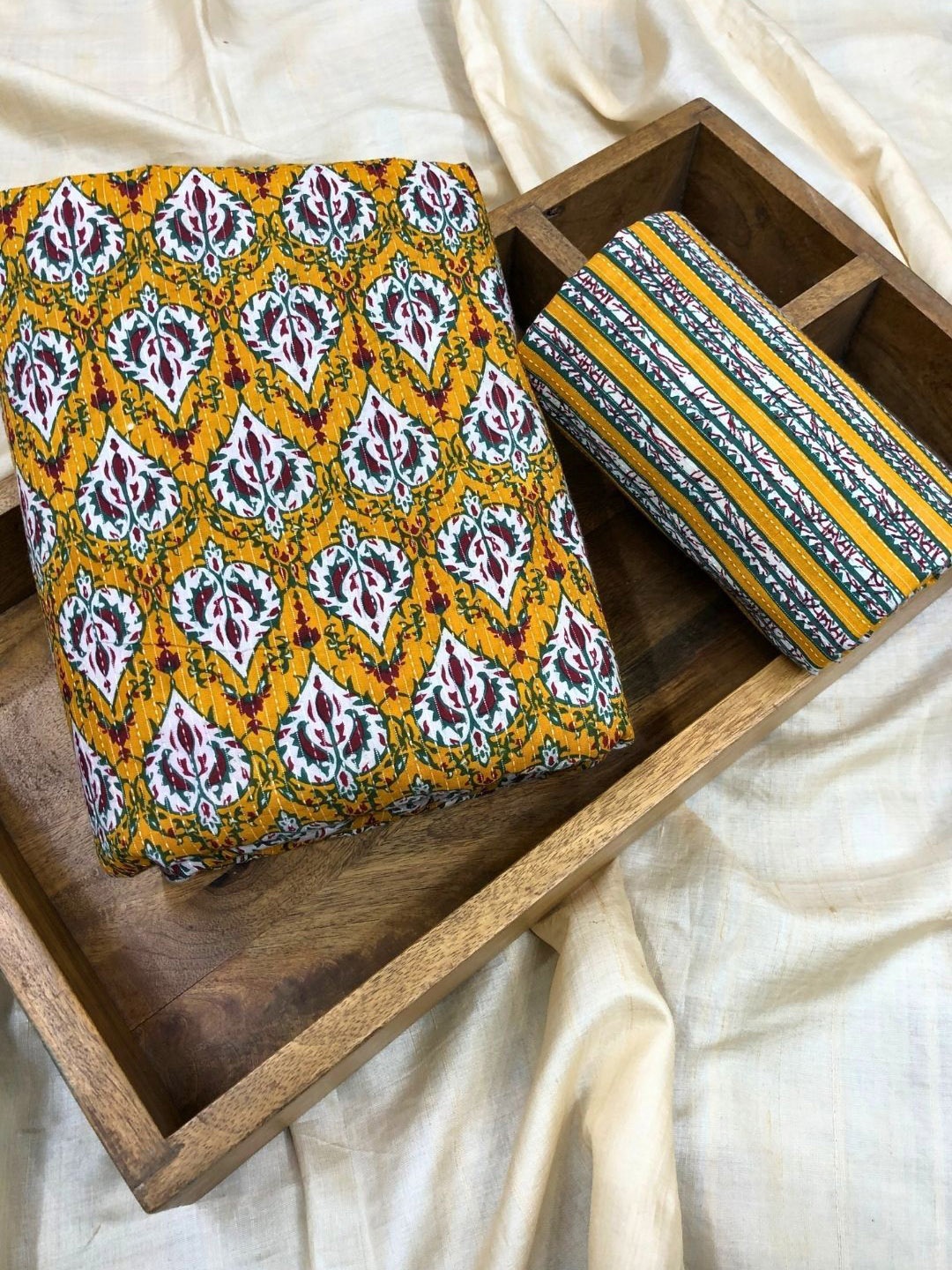 

PALASH Floral Printed Pure Cotton Unstitched Dress Material, Mustard