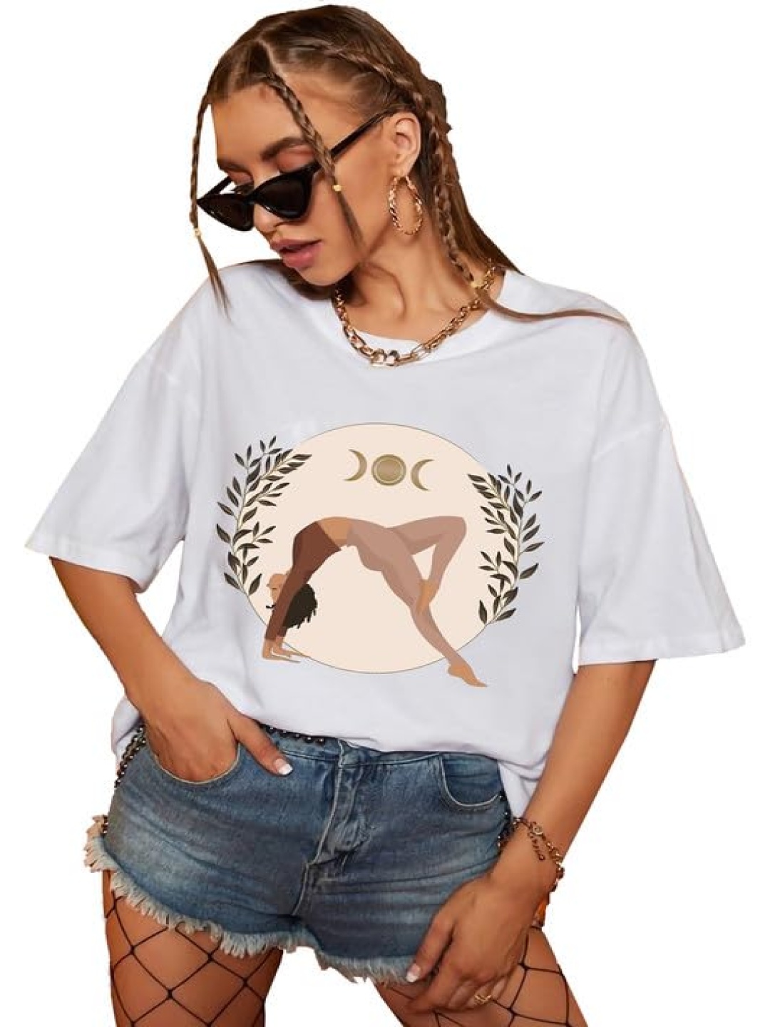 

VLAM Women Printed Cut Outs T-shirt, White
