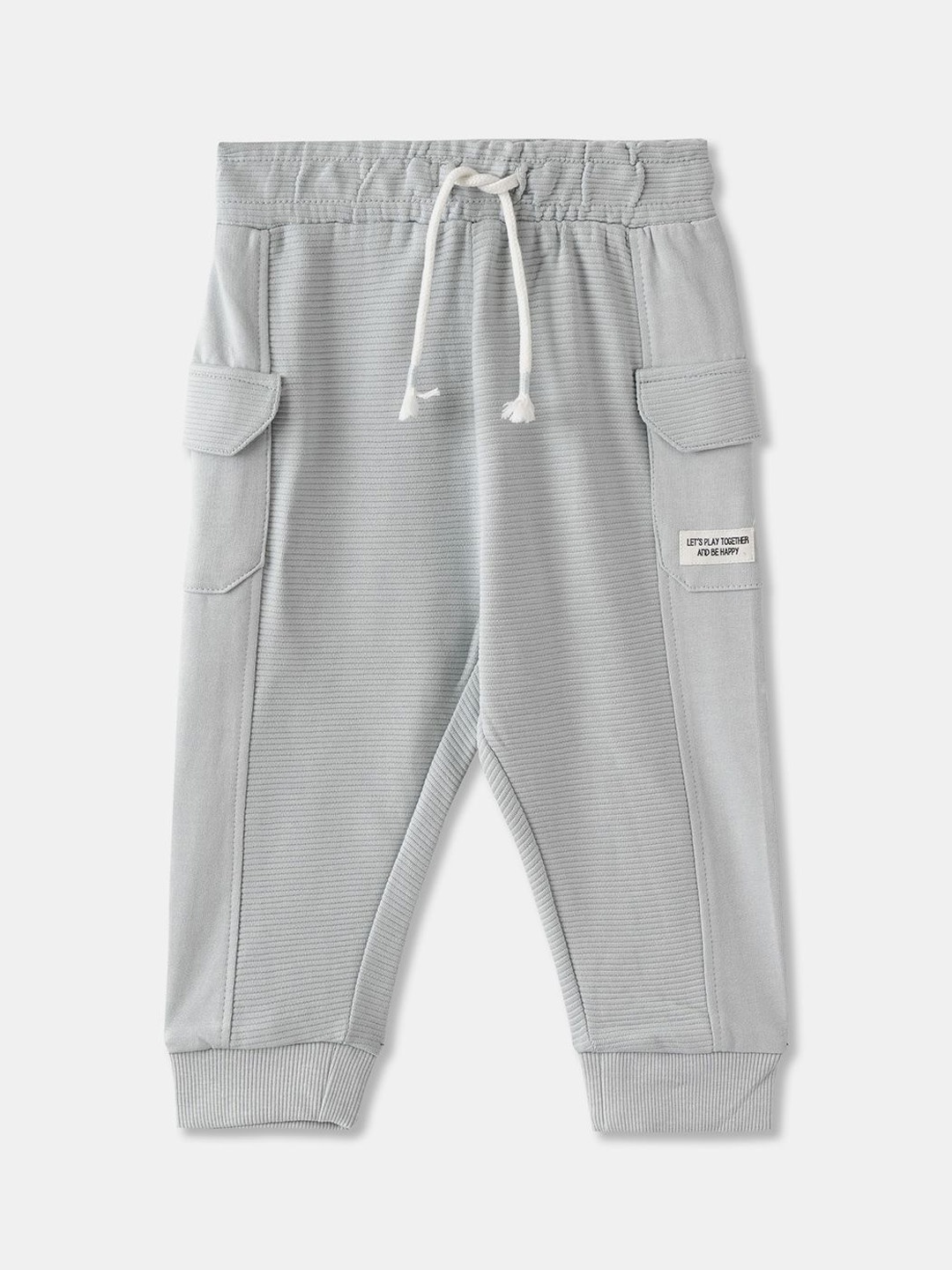 

R&B Boys Cotton Mid Rise Joggers Track Pants, Grey