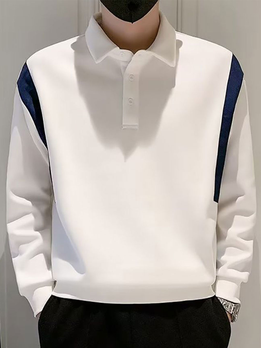 

StyleCast x Revolte Men Shirt collar Sweatshirt, White