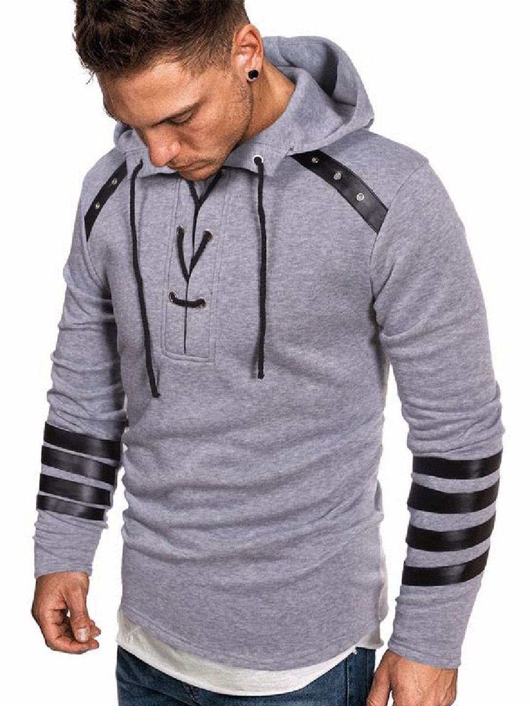 

StyleCast x Revolte Men Hooded Sweatshirt, Grey