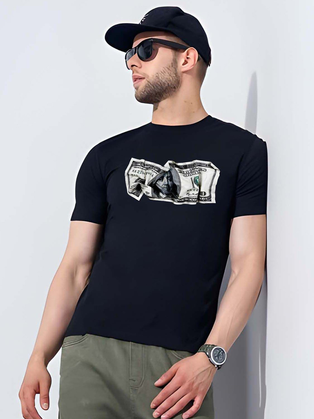 

Moda Rapido Men Graphic Printed Round Neck Cotton Slim Fit T-shirt, Black