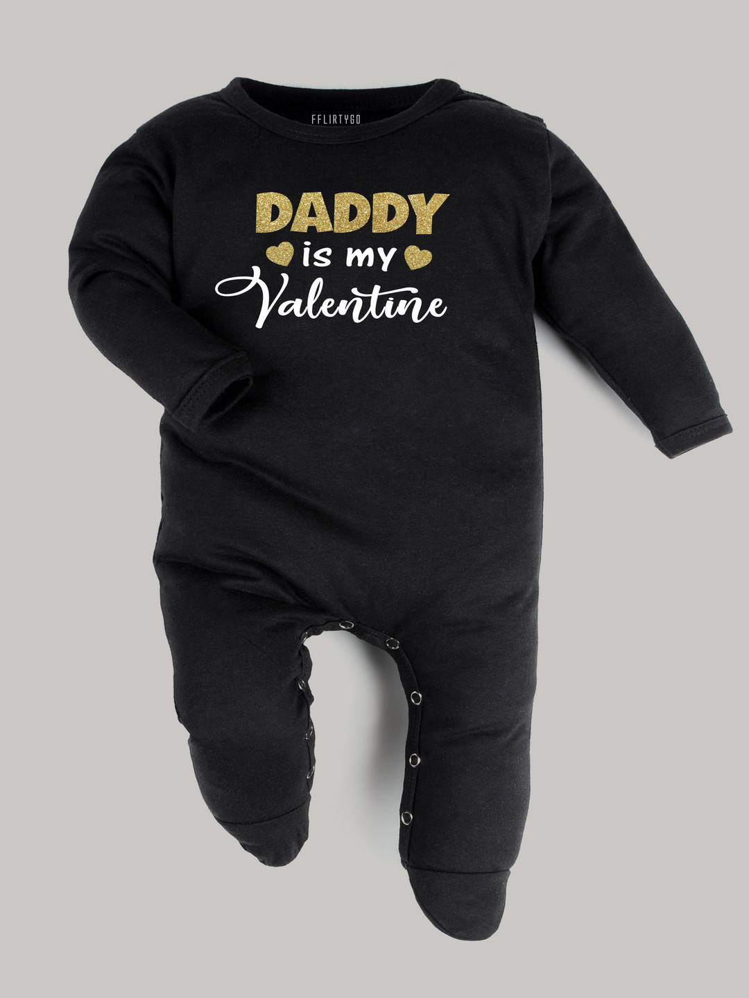 

FFLIRTYGO Infants Valentine Day Printed Cotton Sleepsuit, Black
