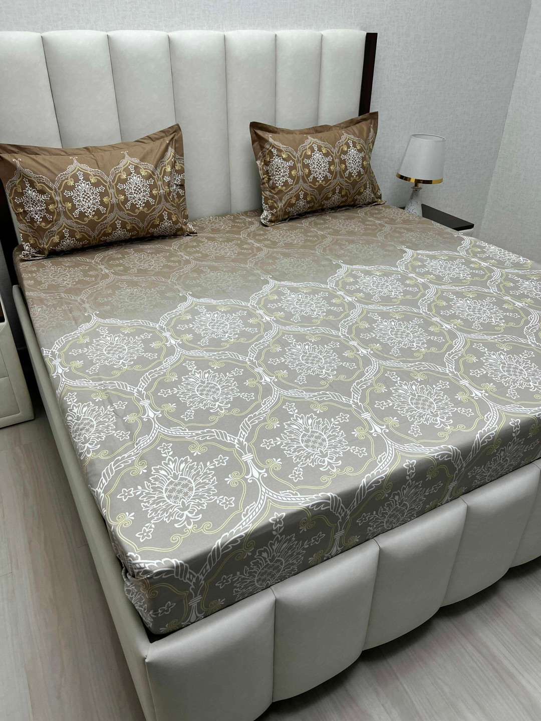 

Pure Decor Cotton King Size Double Bed Bedsheet With 2 Pillow Covers 2.74m X 2.74m, Grey