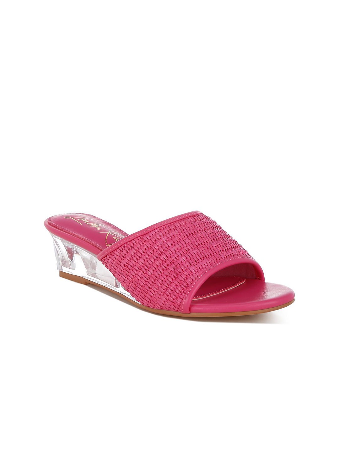 

London Rag Women Woven Design Wedge Mules, Pink