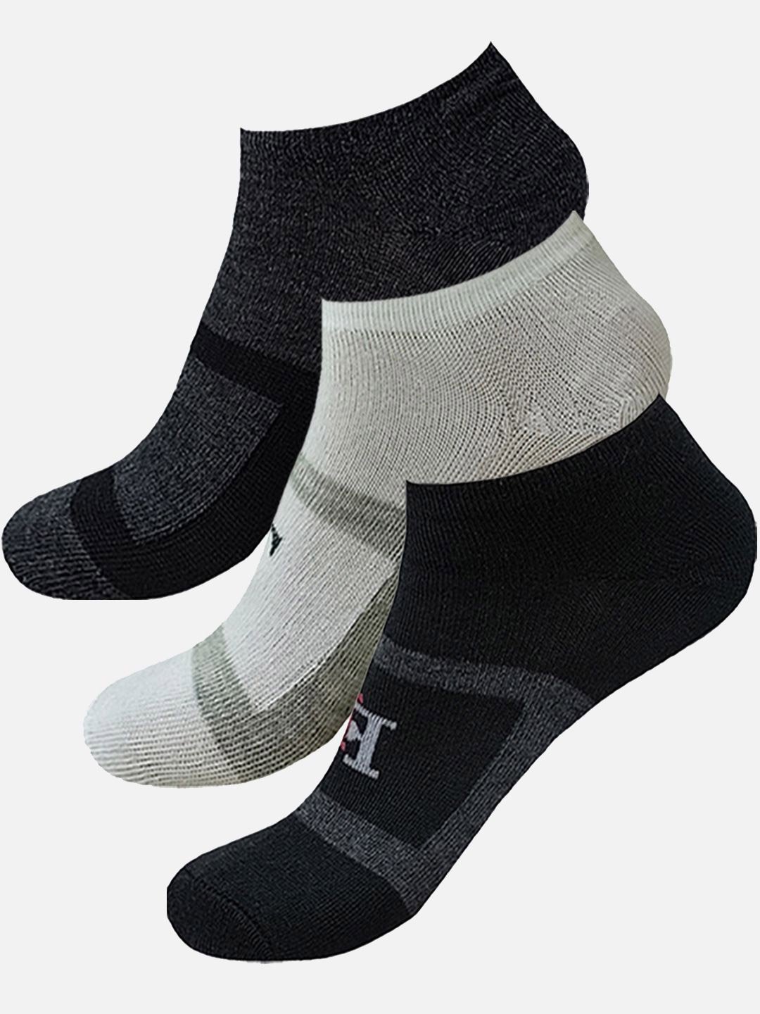 

StyFun Men Pack Of 3 Patterned Moisture-Wicking Ankle Length Socks, Black