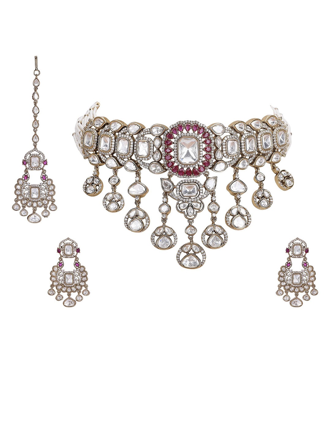 

AURAA TRENDS Gold-Plated Kundan-Studded Jewellery Set