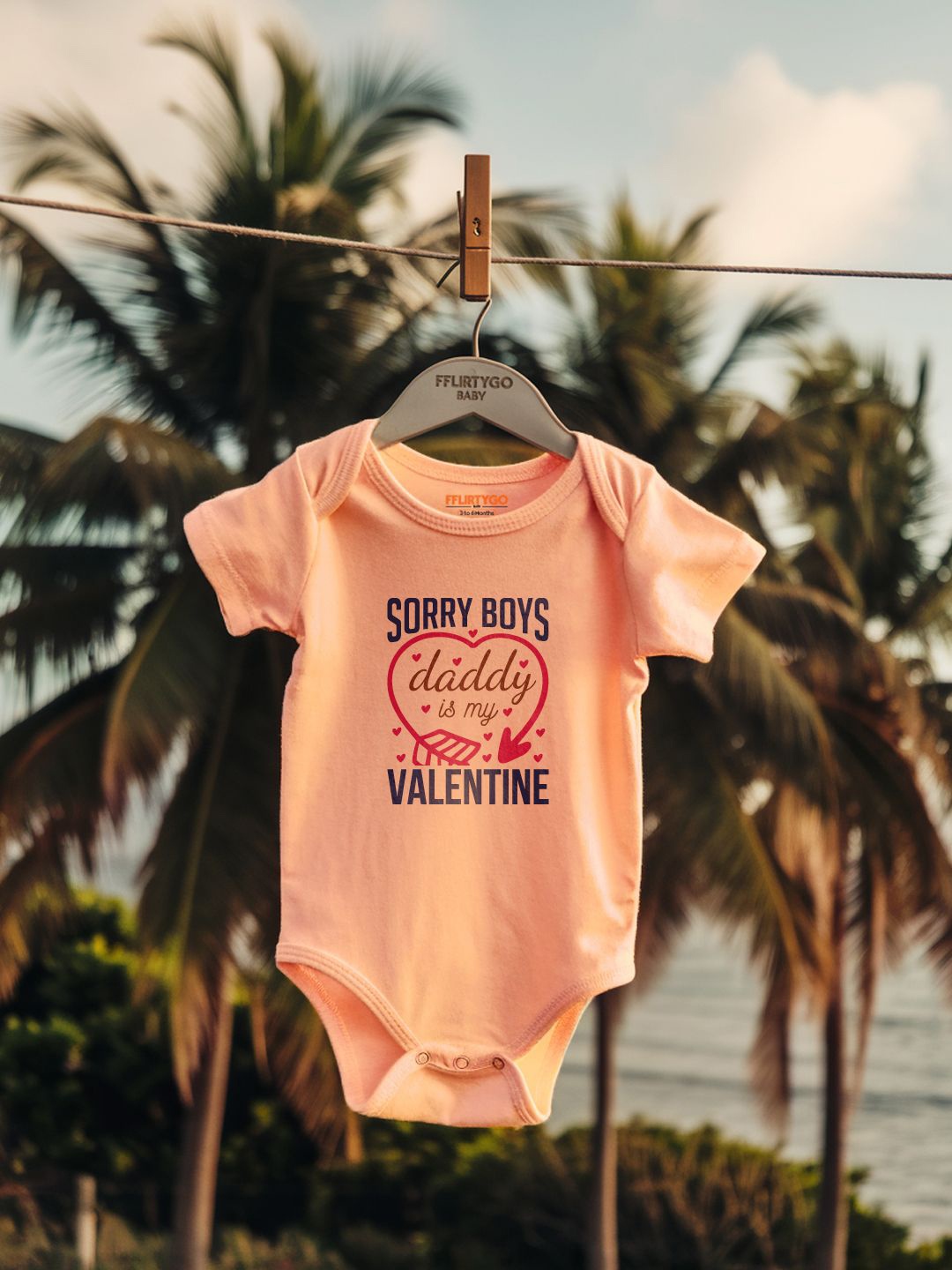 

FFLIRTYGO Infant Kids Valentine Day Printed Cotton Bodysuit, Peach