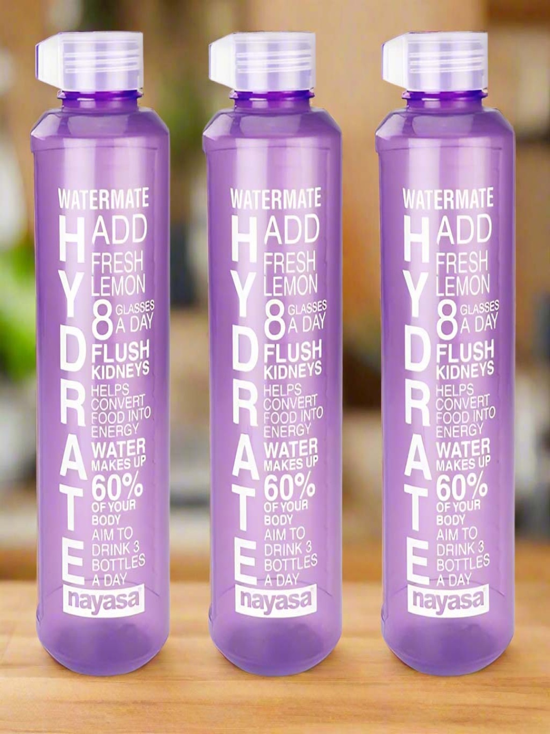 

Nayasa Set of 3 Purple BPA Free & Leak-Proof Hydrate Bottles - 1L