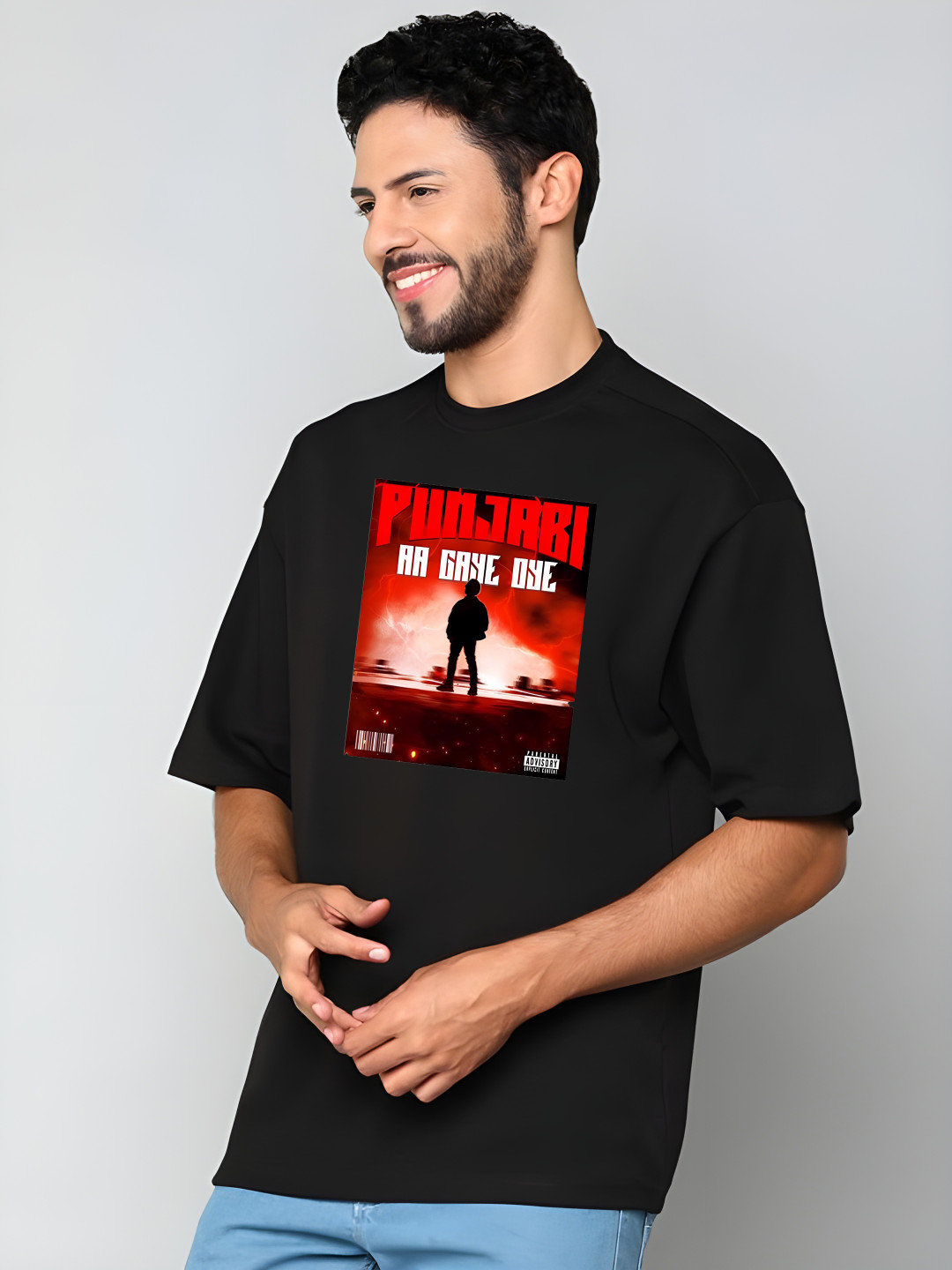 

Krimmple Men Drop-Shoulder Sleeves Pure Cotton T-shirt, Black