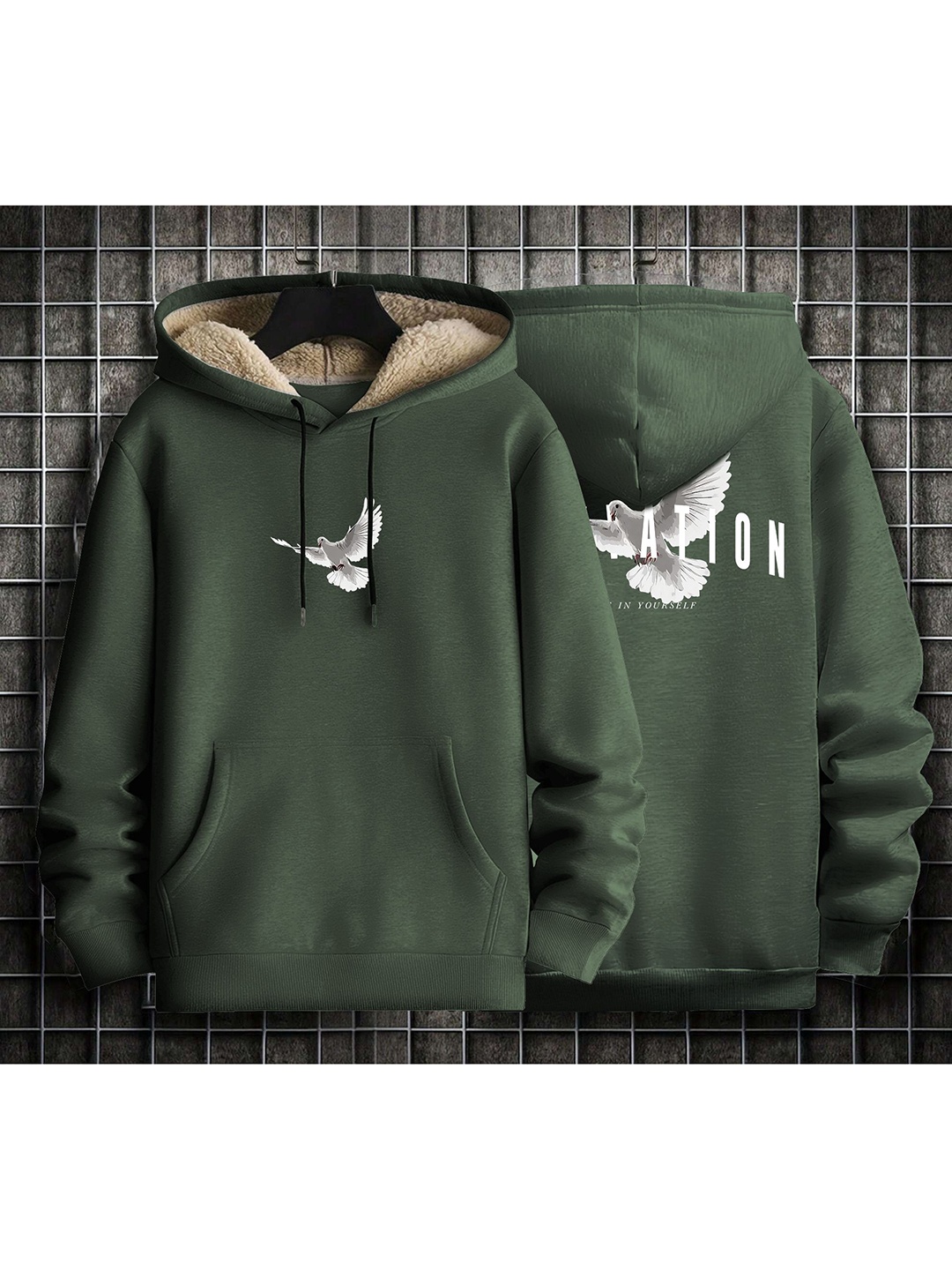 

TOGS & TERRE Women Printed Hooded Sweatshirt, Green