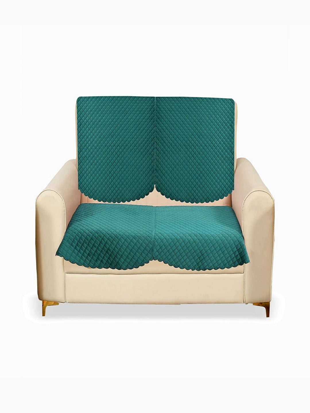 

Fashion Throw Teal 2 Pieces Velvet Sofa Cover