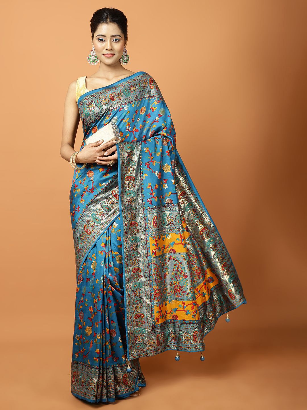 

Meena Bazaar Floral Printed Saree, Blue