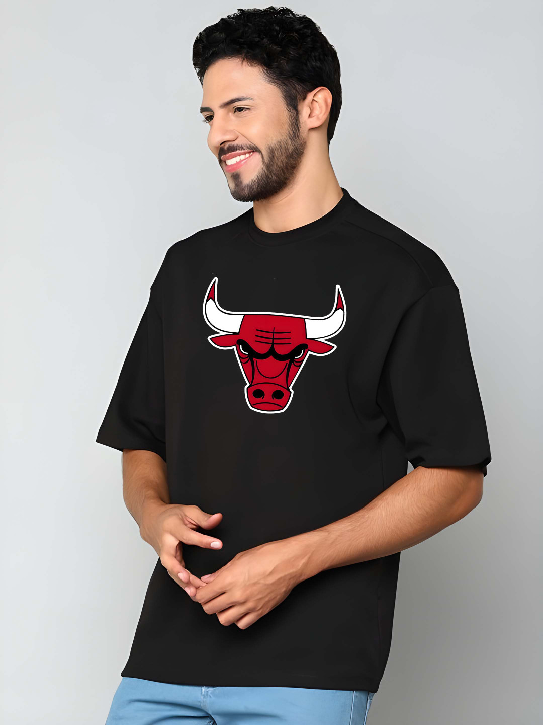 

Krimmple Men Drop-Shoulder Sleeves Pure Cotton T-shirt, Black