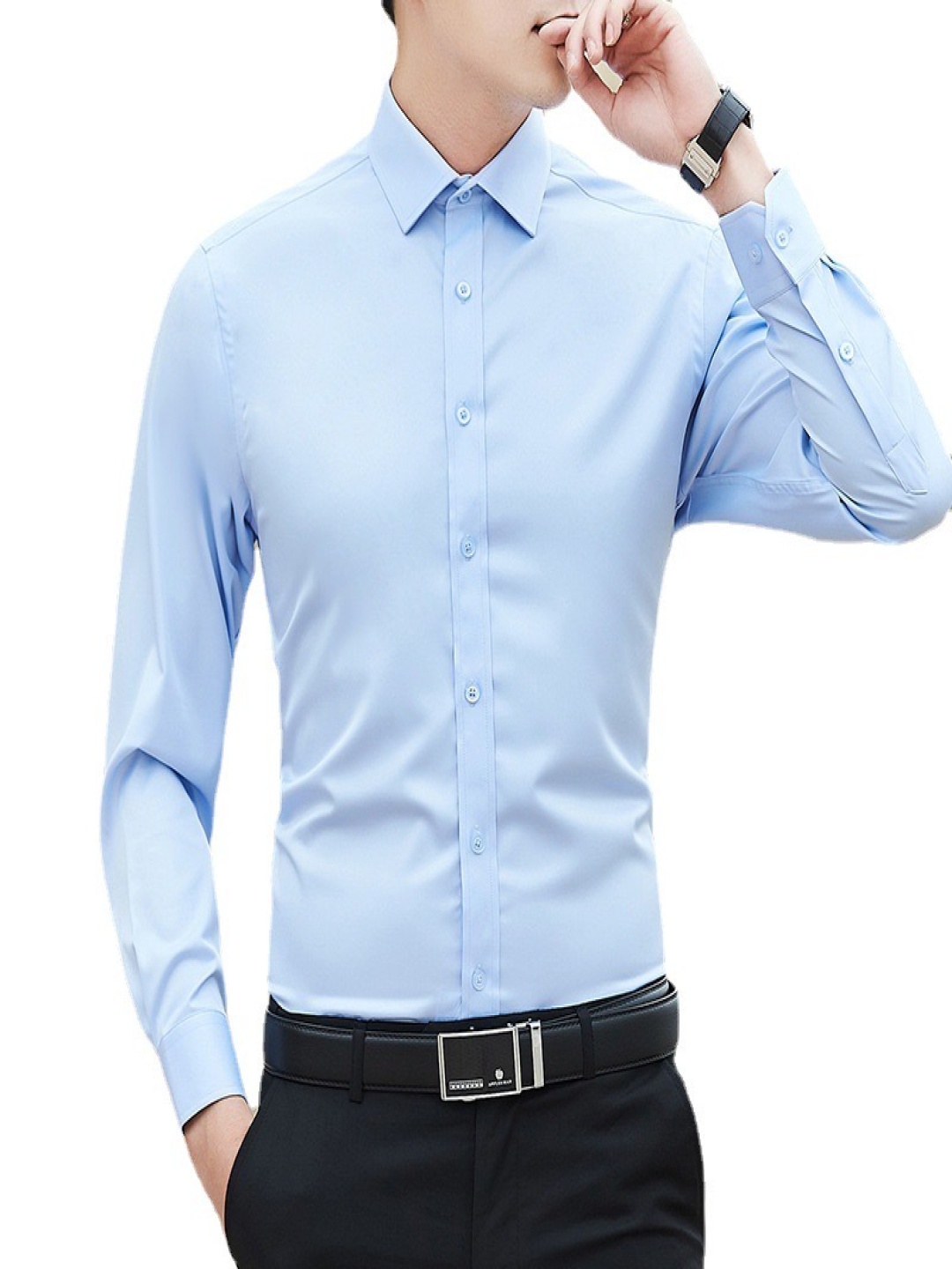 

FILO HEVIS Men Classic Opaque Formal Shirt, Blue