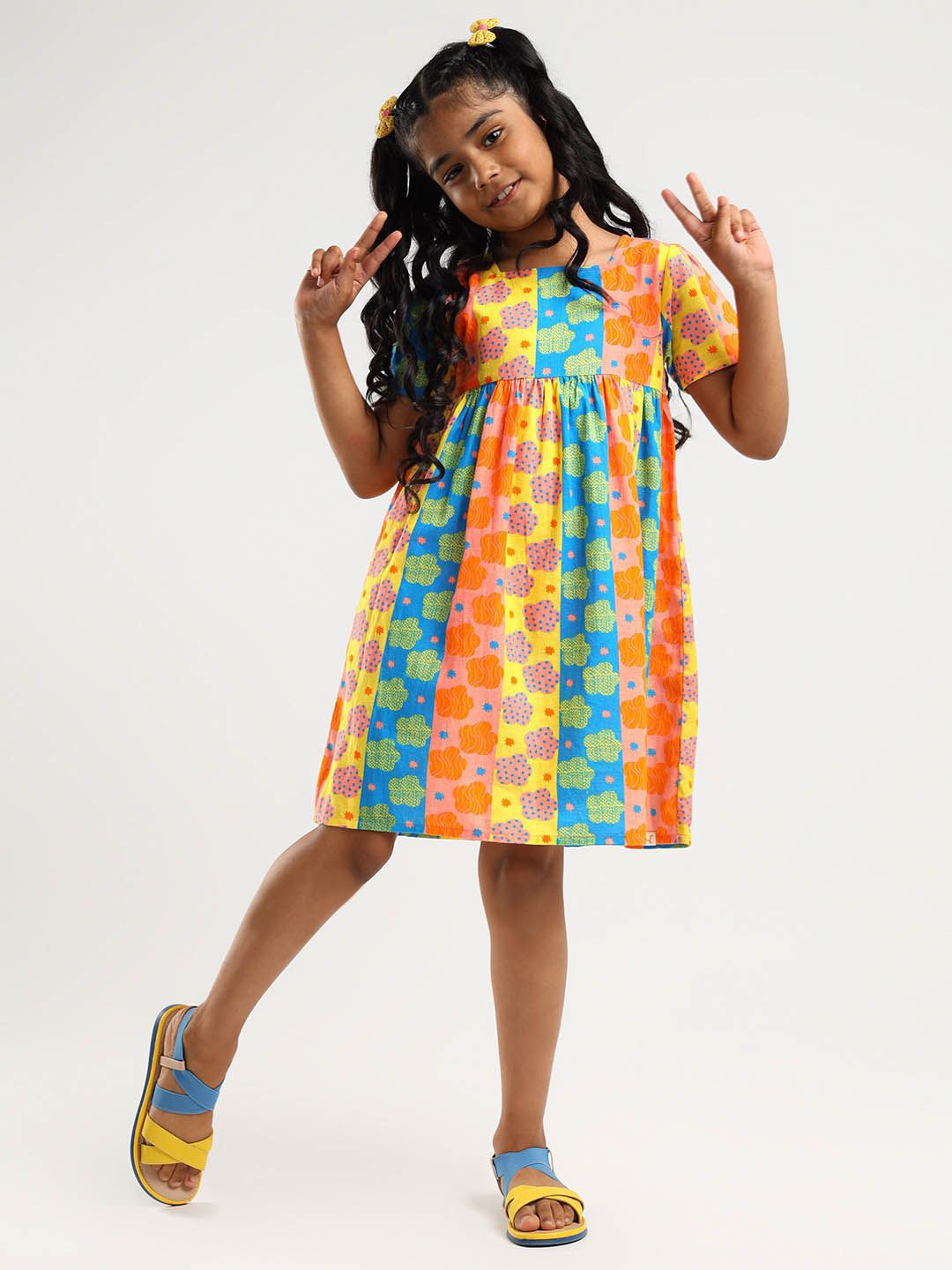 

Somersault Ethnic Motifs Print Flutter Sleeve A-Line Dress, Multi
