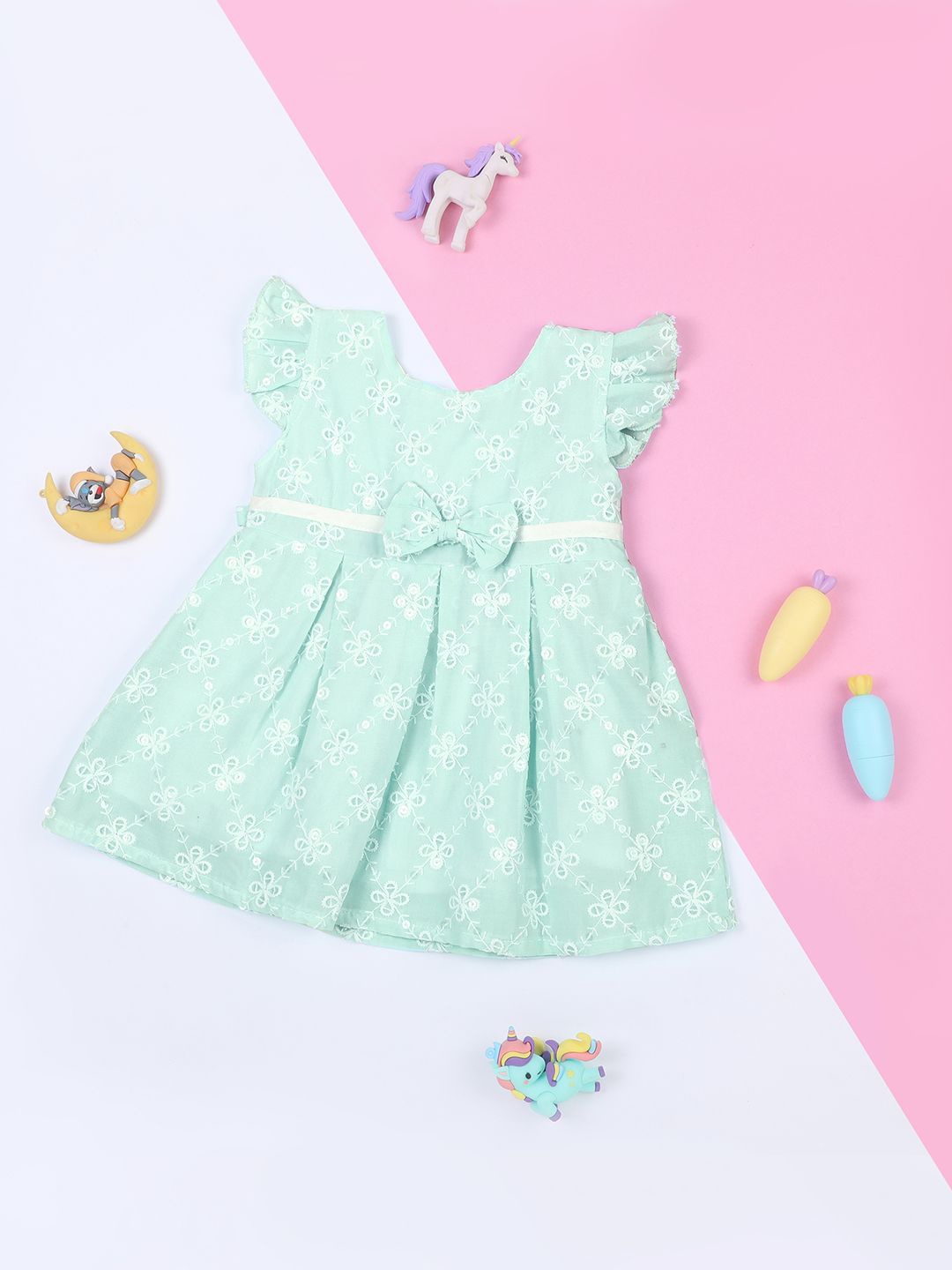 

Macwin Girls Infants Floral Print A-Line Dress, Green