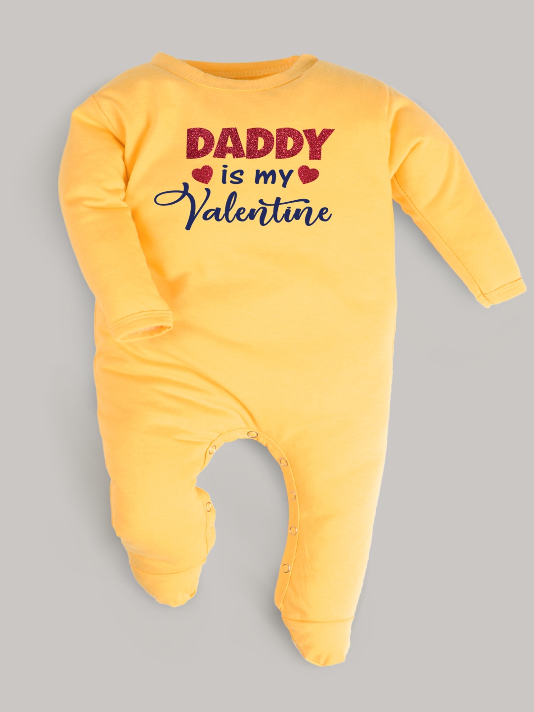 

FFLIRTYGO Infants Valentine Day Printed Cotton Sleepsuit, Yellow