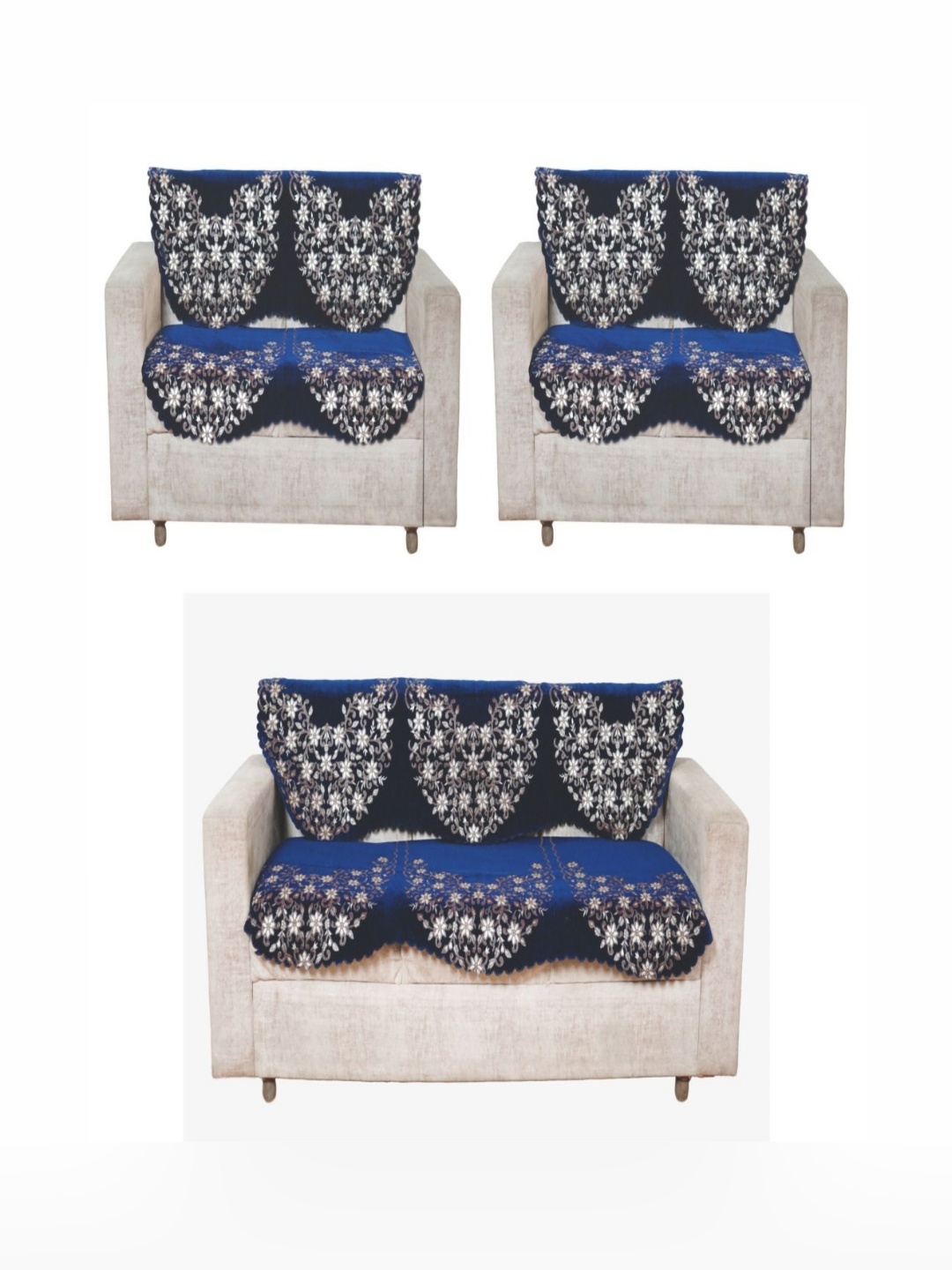 

Fashion Throw Navy Blue & White Printed Jacquard Sofa Cover