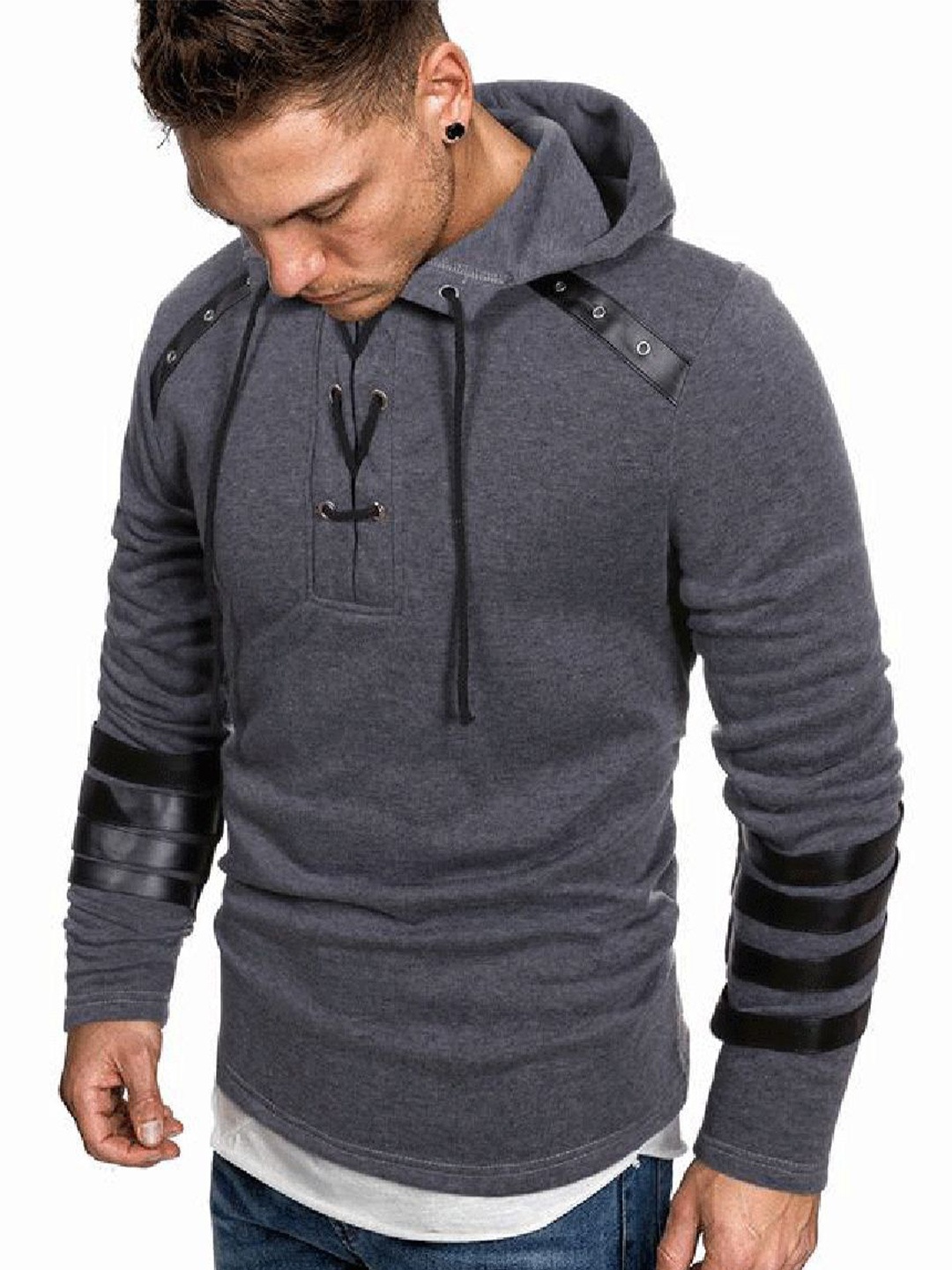 

StyleCast x Revolte Men Hooded Sweatshirt, Grey