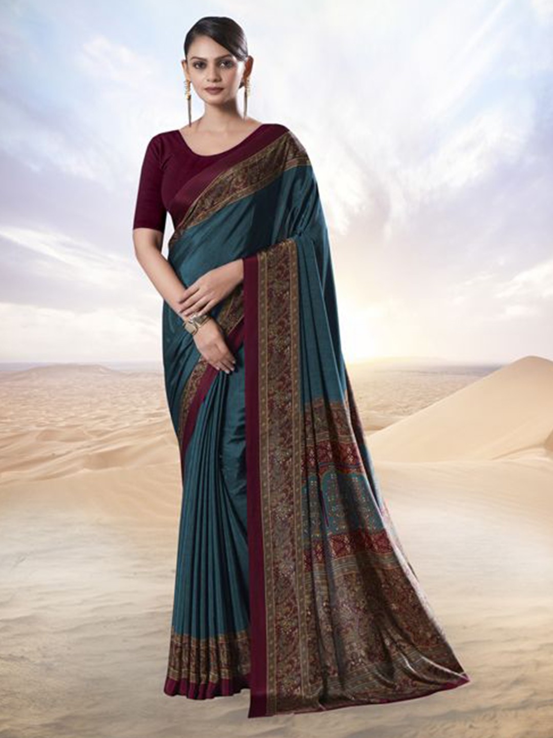 

Jaanvi Pure Crepe Saree, Blue