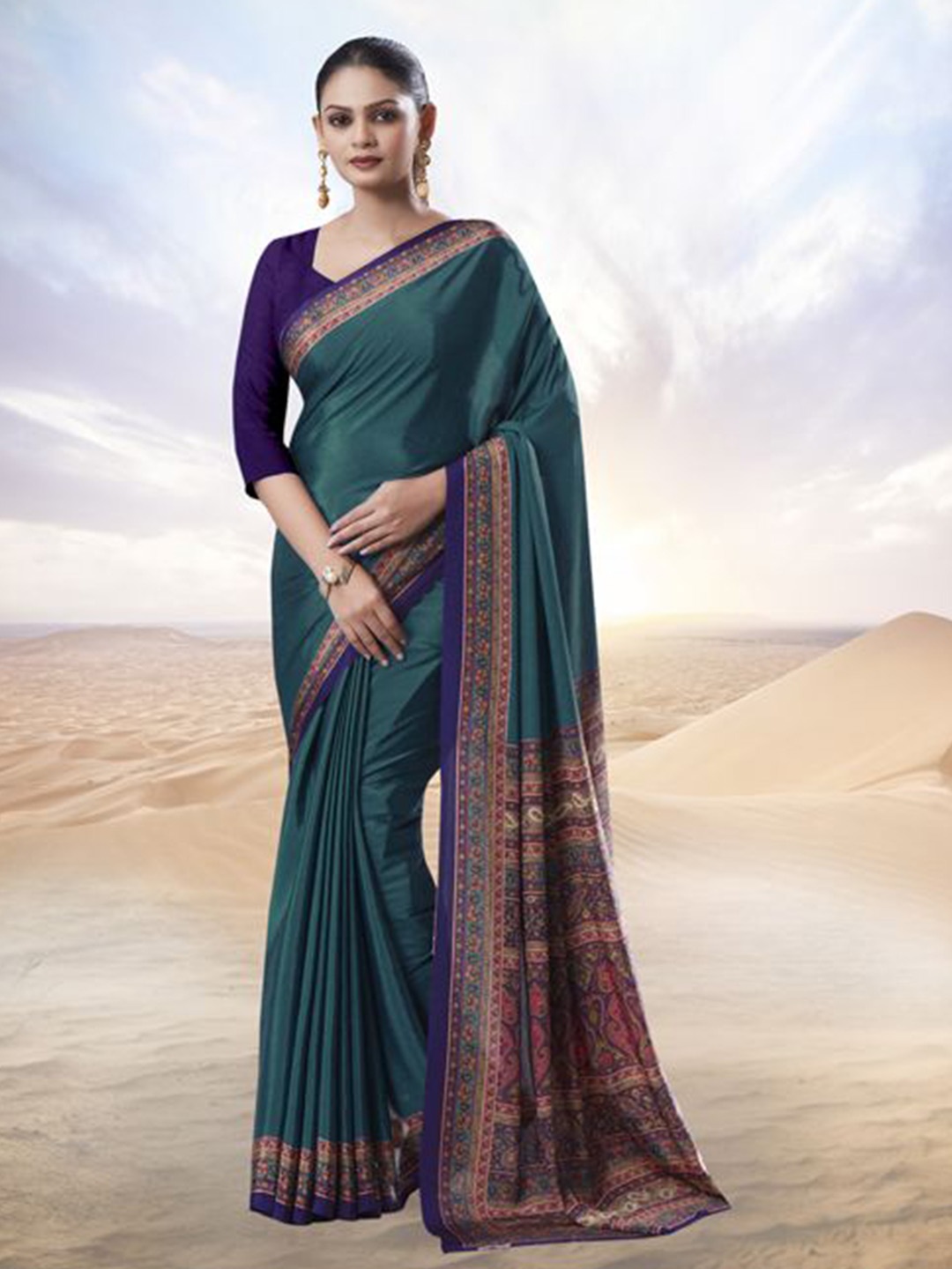 

Jaanvi Pure Crepe Saree, Green