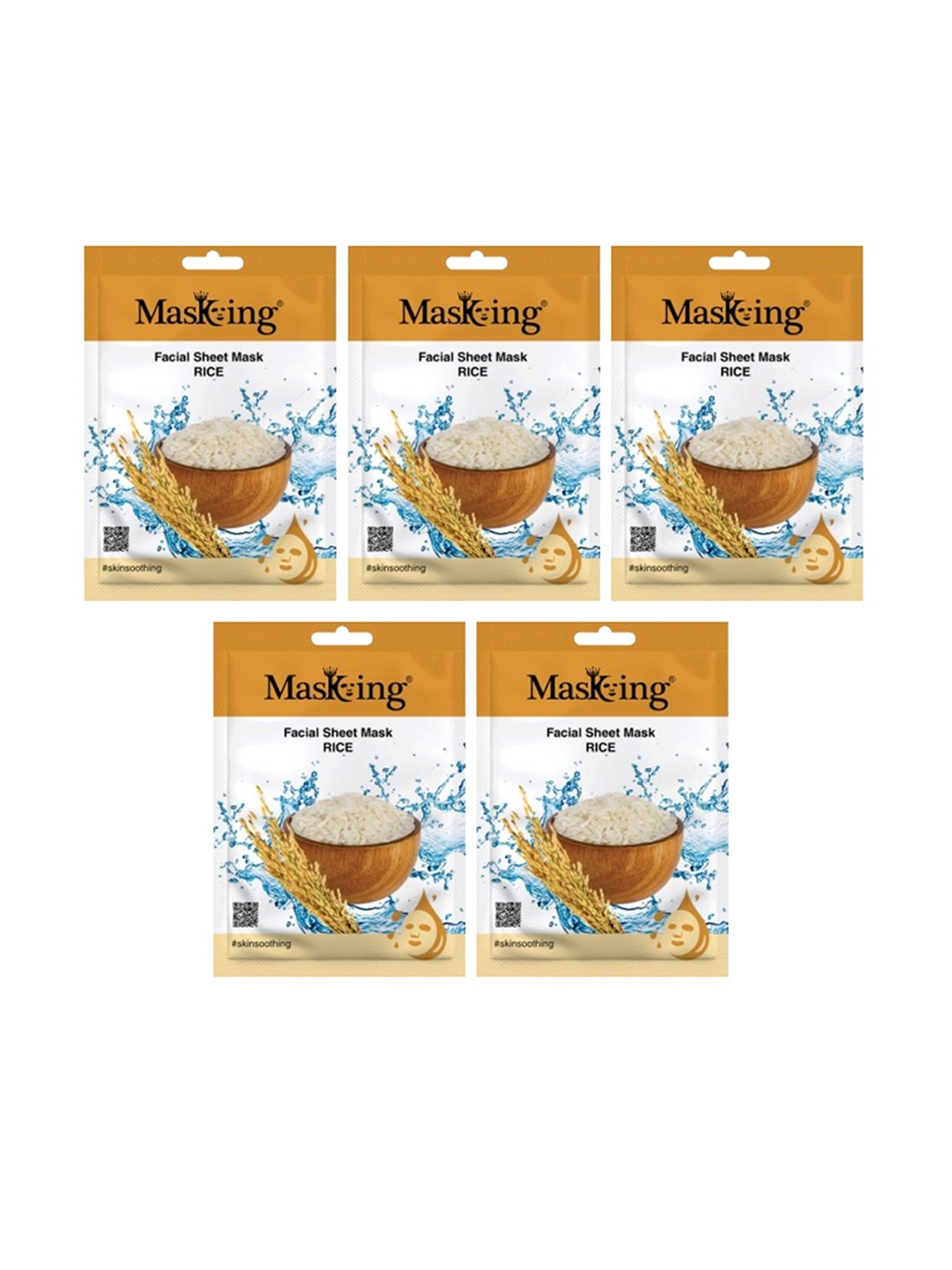 

MasKing Set Of 5 Rice Beauty Facial Sheet Mask For Brightening Skin, White