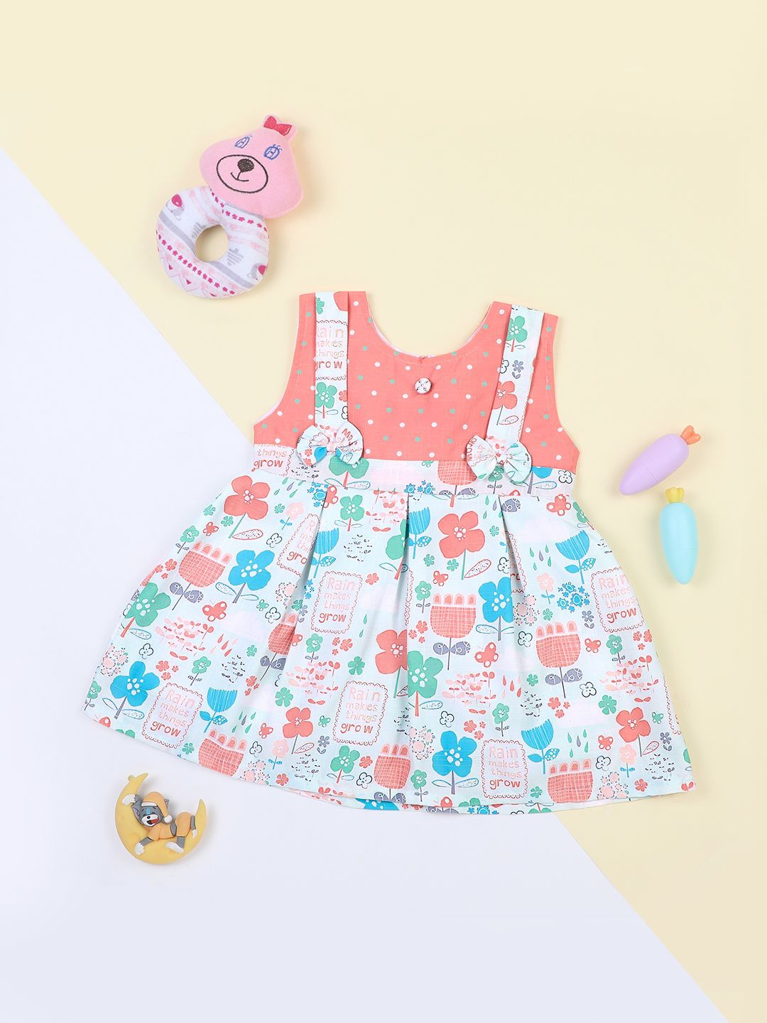 

Macwin Girls Infants Floral Print A-Line Dress, Peach