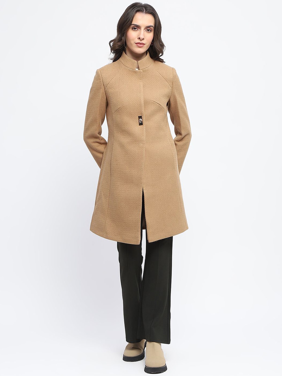 

Madame Single-Breasted Longline Overcoat, Beige