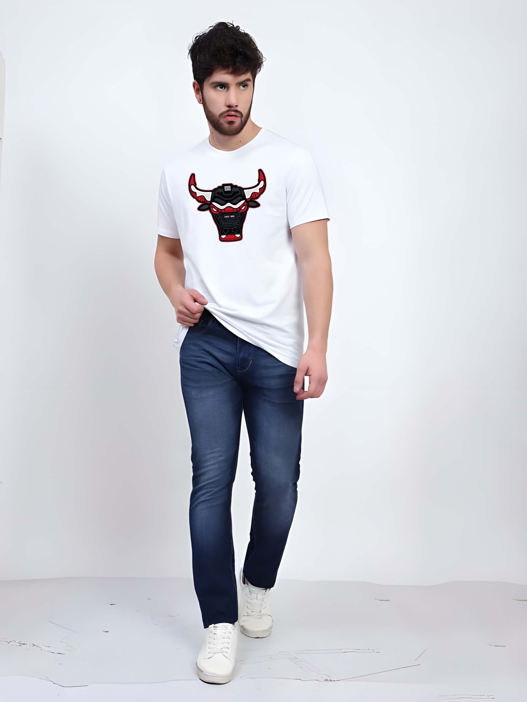 

BOWLIFESTYLE Men Pure Cotton T-shirt, White