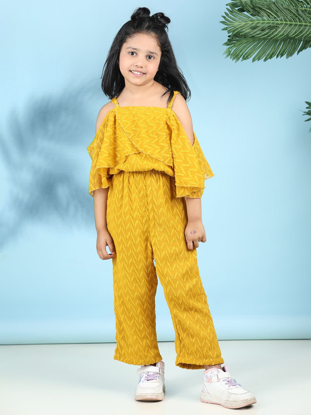 

Cutiekins Girls Self Design Basic Jumpsuit, Yellow