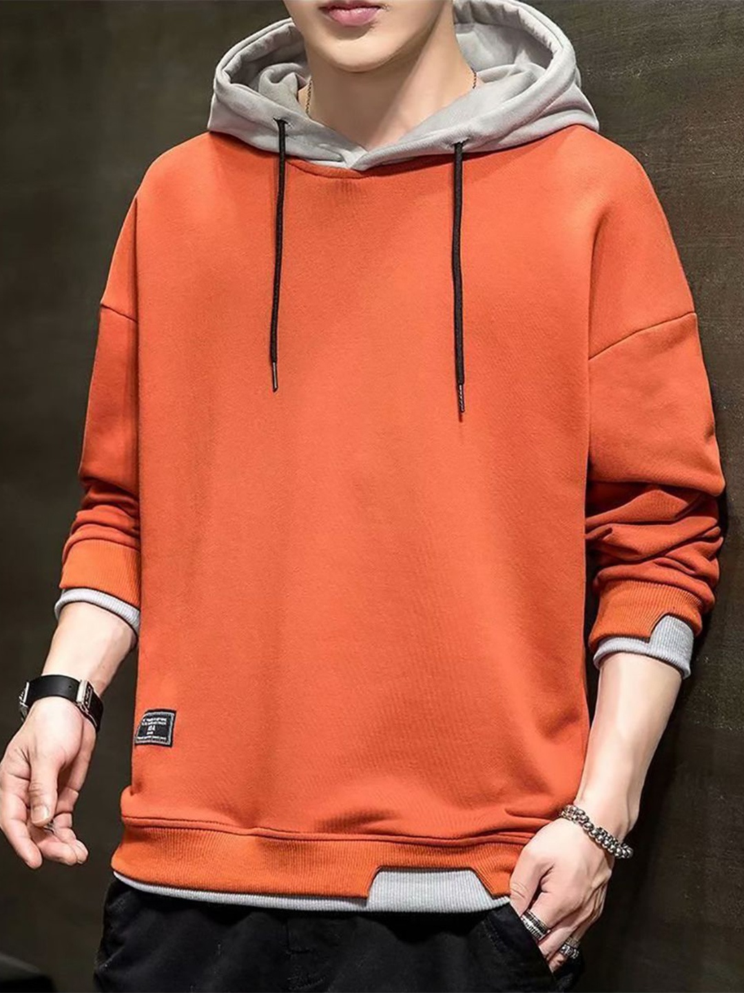 

StyleCast x Revolte Men Colourblocked Hooded Sweatshirt, Orange