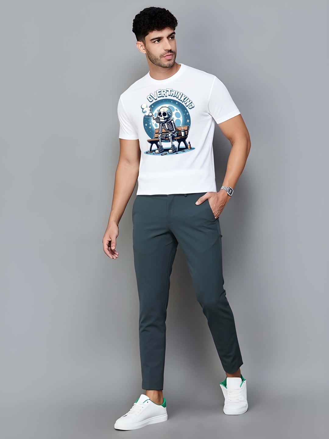 

BOWLIFESTYLE Men Pure Cotton T-shirt, White