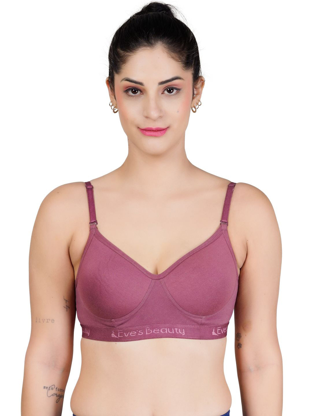 

Eve's Beauty Full Coverage Cut and Sew Lightly Padded Sports Bra, Mauve