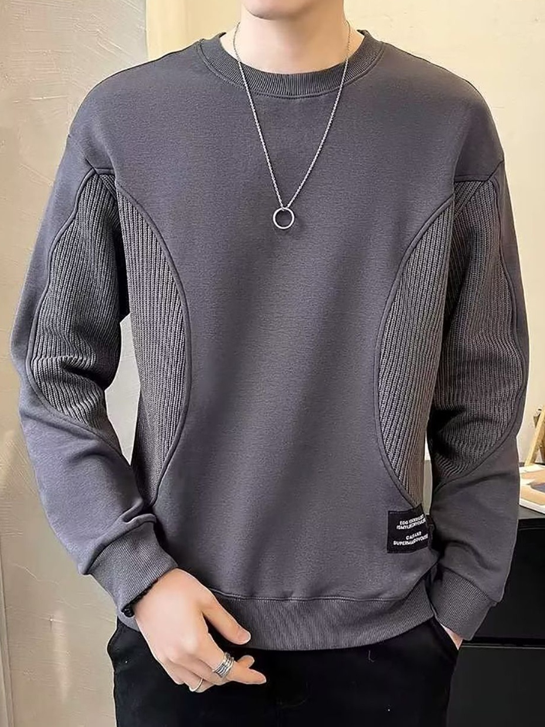 

StyleCast x Revolte Men Round Neck Sweatshirt, Grey