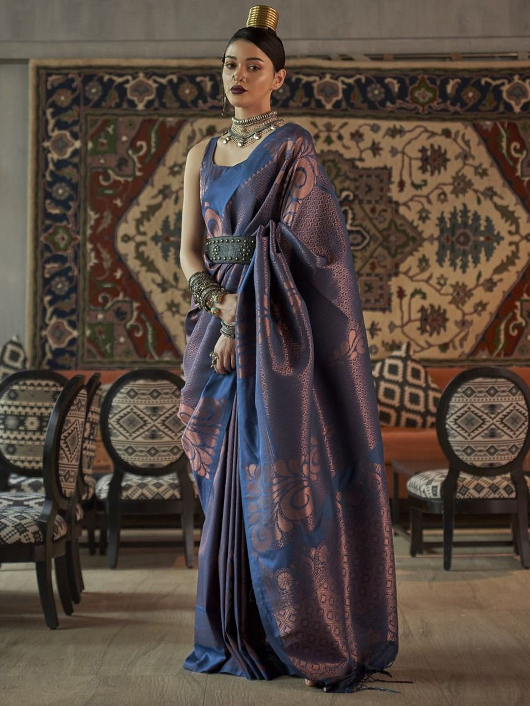 

Anouk Woven Design Zari Banarasi Saree, Blue