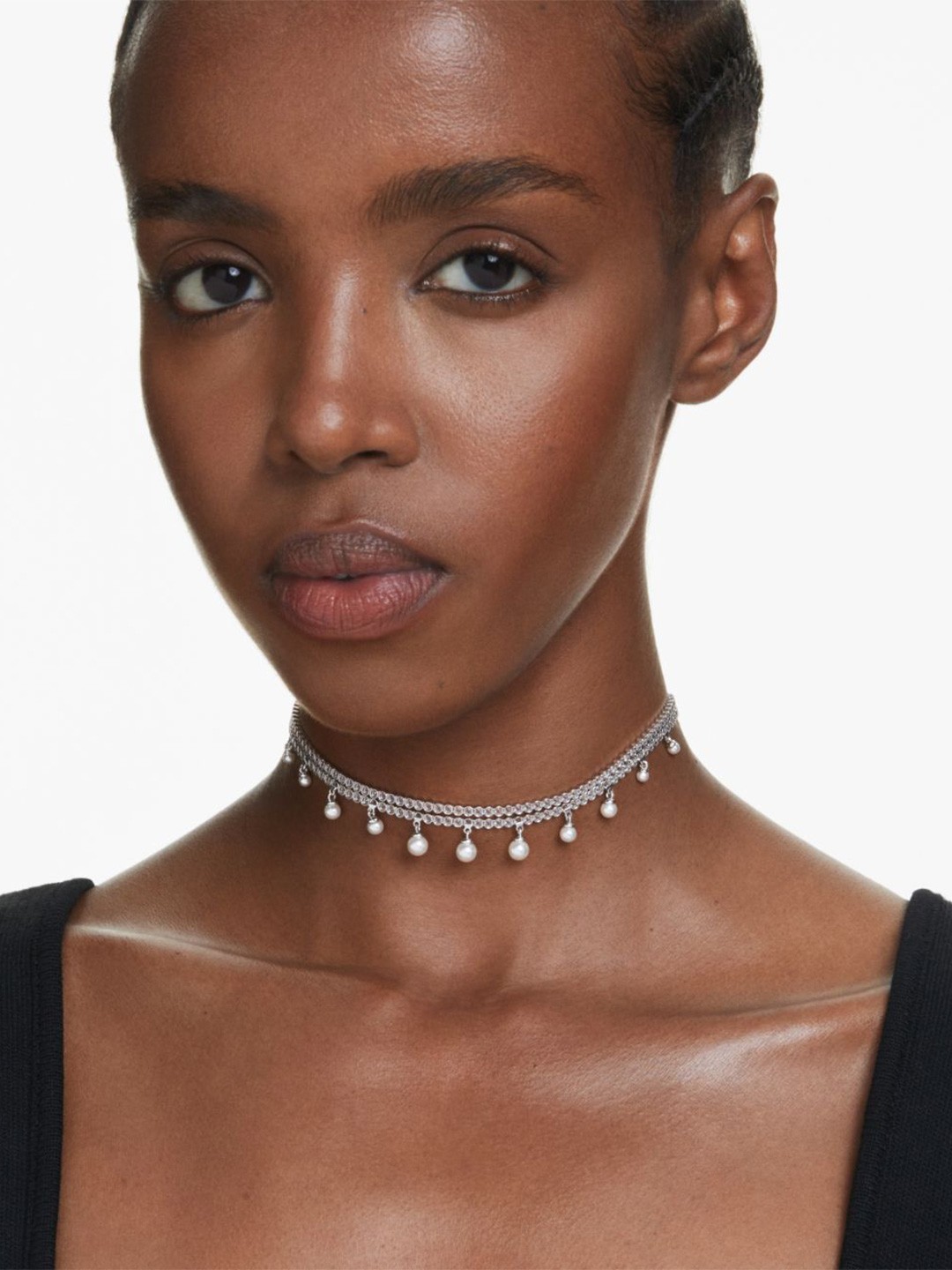 

SWAROVSKI Rhodium-Plated Crystal Stone Studded Necklace, Silver