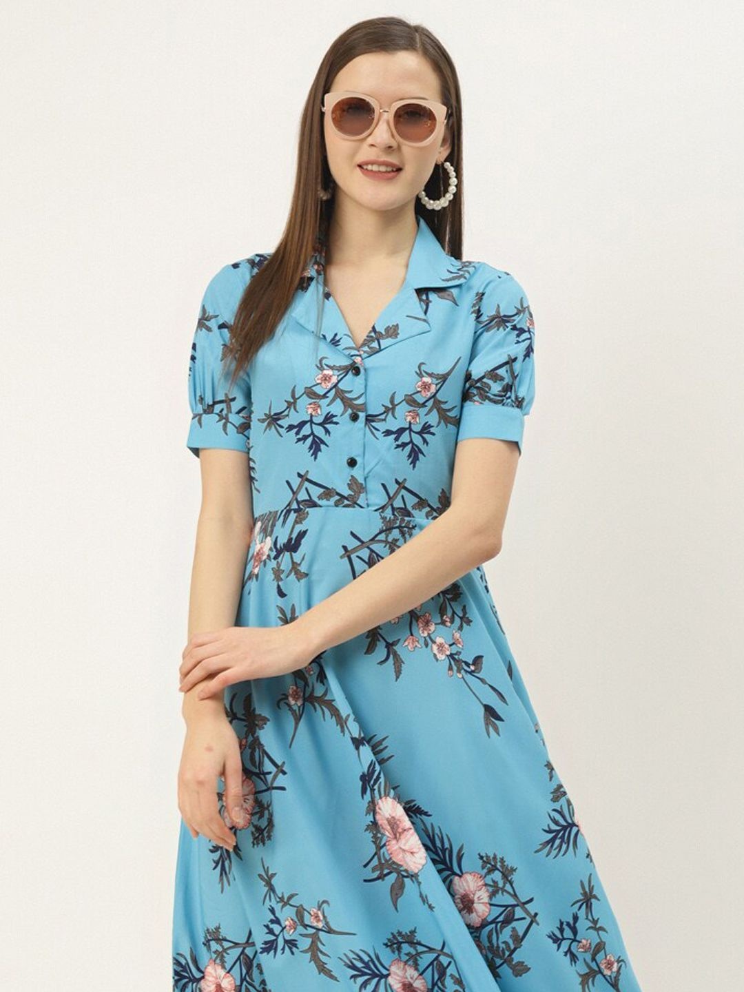 

DressBerry Floral Print Crepe Maxi Midi Dress, Blue