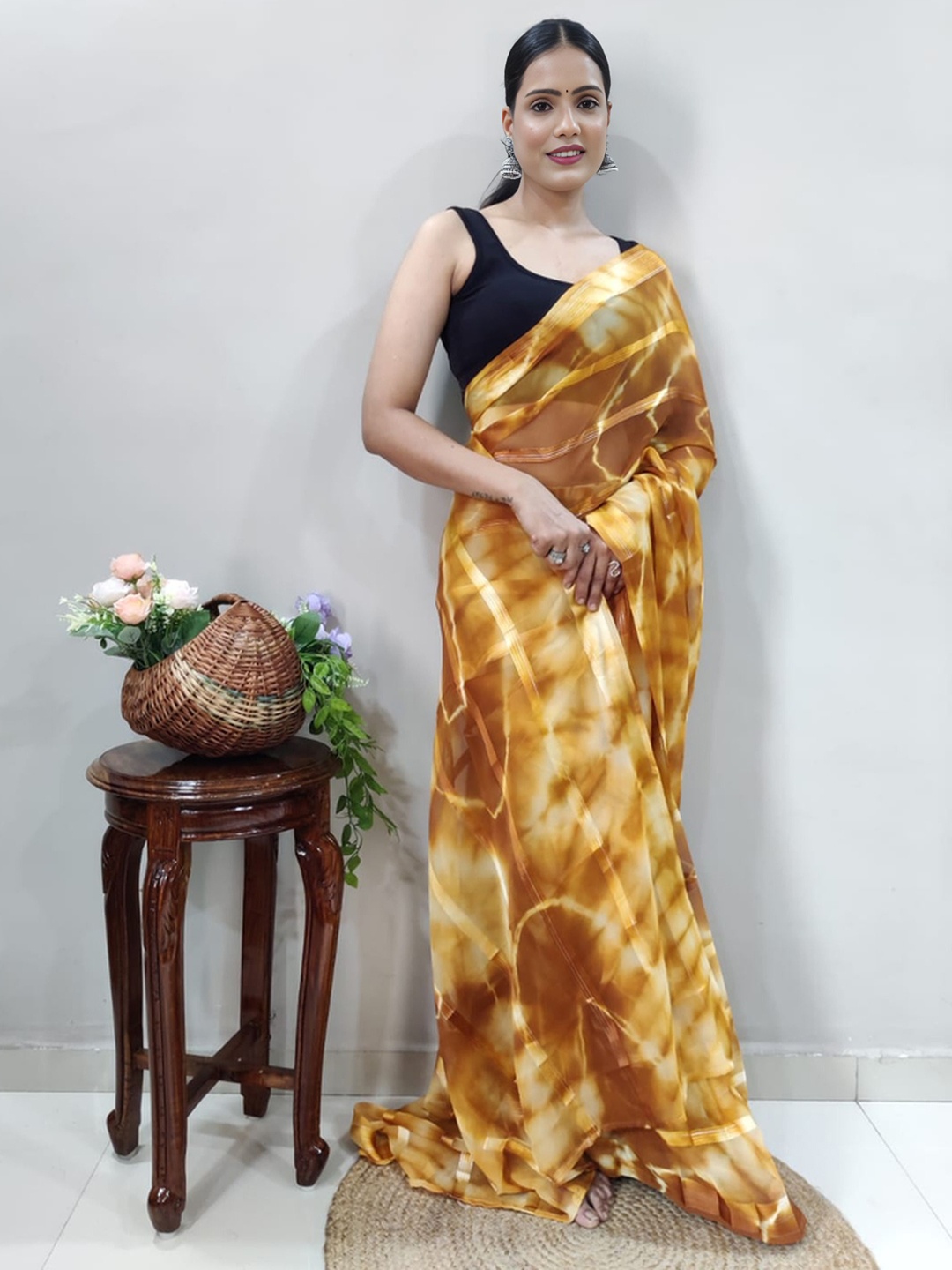 

bansari textiles Tie and Dye Kota Saree, Yellow