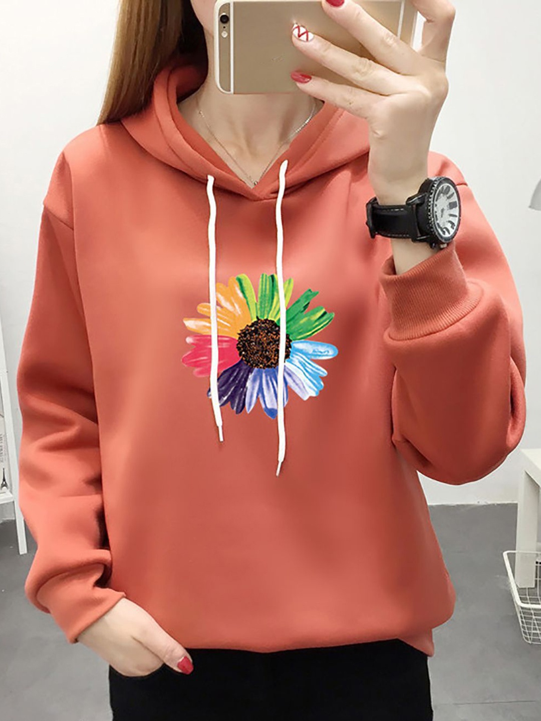 

StyleCast x Revolte Women Hooded Pullover Sweatshirt, Orange