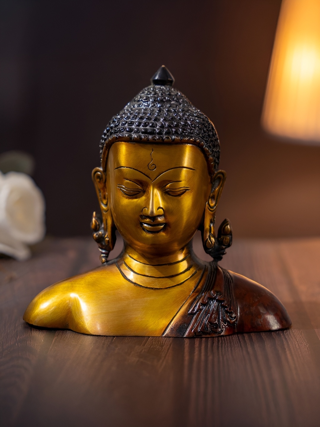 

The Advitya Gold-Toned And black Buddha Head Idol Showpiece