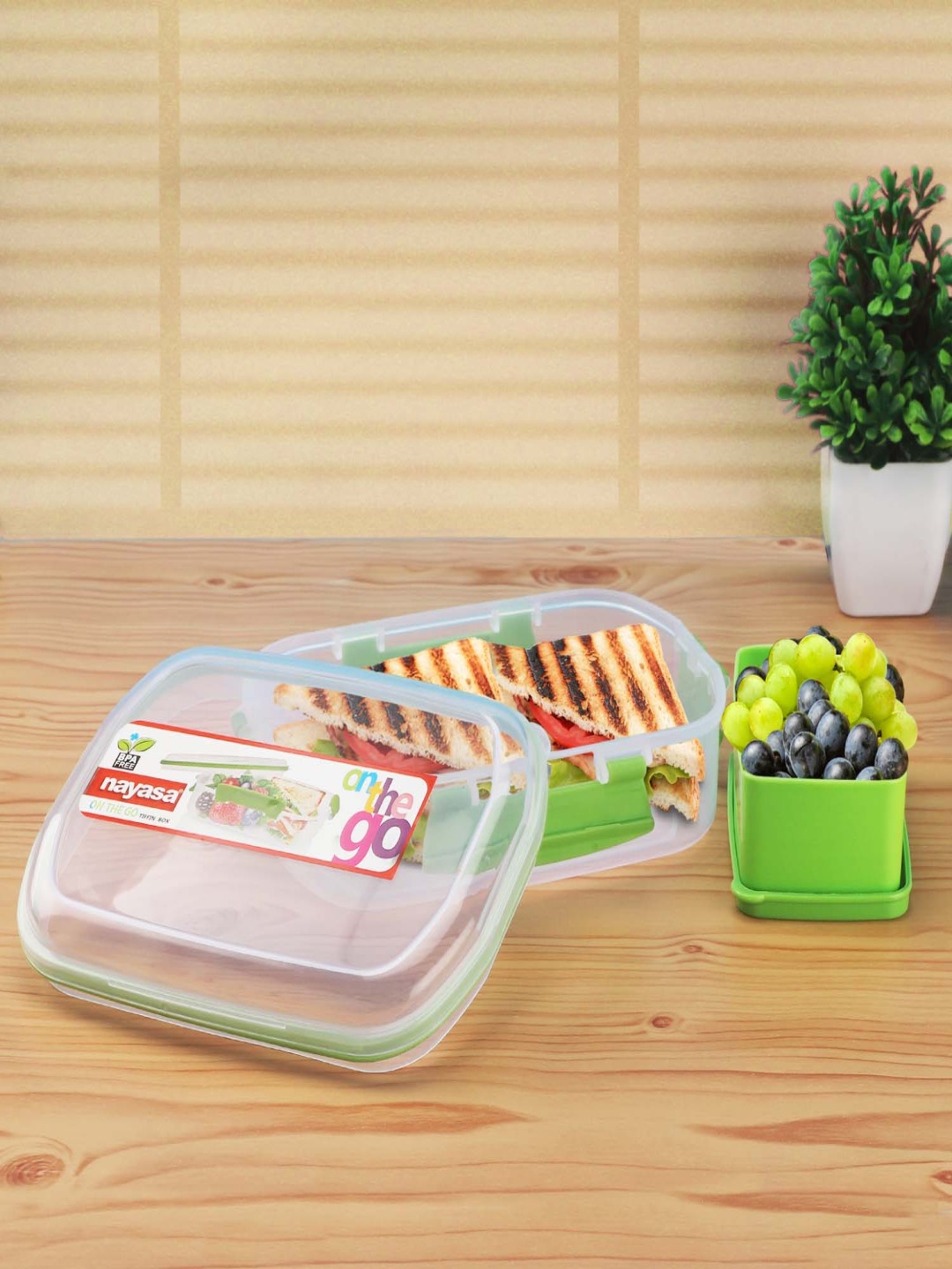 

Nayasa Green 2025 Plastic Easy to Clean Lunch Box